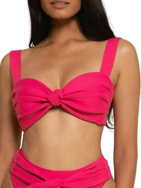 MONTCE Hayden Knotted Bikini Top Size L Raspberry Pink Wide Straps NEW